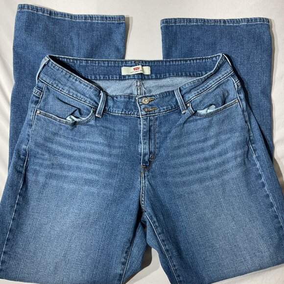 Levis 525 Womens Curvy Bootcut Denim Jeans Size 14 Medium Wash Cotton Blend Clas - Picture 2 of 11